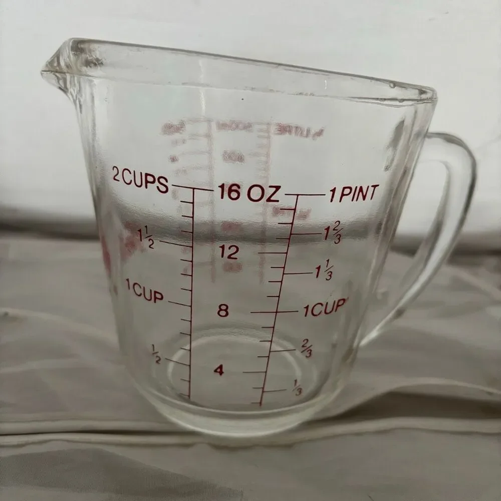 Fire King Anchor Hocking 498 Red Letter 2 Cup Glass Measuring Cup